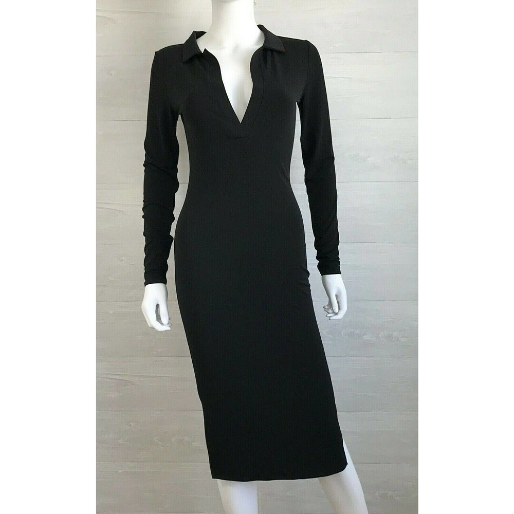 Leith V-neck Fitted Dress Long Sleeve